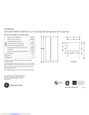 GE Profile PSHS9PGZ Dimensions And Installation Information