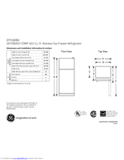 GE GTH18IBXWW - R 18.0 Cu. Ft. Top-Freezer Refrirator Dimensions And Installation Information