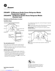 GE Monogram ZIDS240PSS Dimension Manual