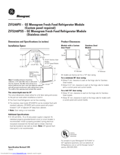GE Monogram ZIFS240PSS Dimension Manual