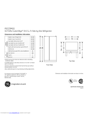 GE Profile CustomStyle PSC23NHS Dimensions And Installation Information