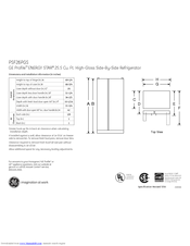 GE PSF26PGS Dimensions And Installation Information