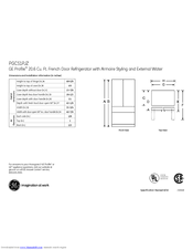 GE Profile PGCS1PJZSS Dimensions And Installation Information