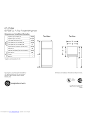GE GTL17JBWBS - CleanSteel 16.6 cu. Ft. Top-Freezer Refrirator Datasheet