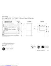 GE PDCS1NCYRSS - Profile 21.1 cu. Ft. Refrigerator Datasheet