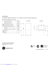 GE PDSF0MFX - Profile: 20.1 cu. Ft. Bottom-Freezer Refrigerator Dimensions And Installation Information