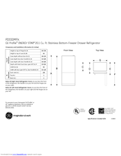 GE PDSS0MFXRSS - ProfileTM R 20.1 Cu. Ft. Bottom-Freezer Drawer Refrigerator Dimensions And Installation Information