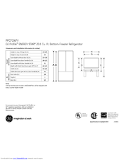 GE PFCF1NFYBB - Profile 20.8 cu. Ft. Refrigerator Dimensions And Installation Information
