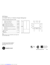 GE Profile PFCF1NJX Dimensions And Installation Information