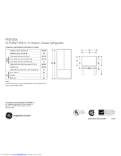 GE PFCF1PJXBB - 20.9 cu. Ft. Refrigerator Dimensions And Installation Information