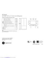 GE PFCS1NJX - Profile: 20.8 cu. Ft Dimensions And Installation Information