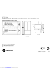 GE PFSF2MJX - Profile: 22.2 cu. Ft. Refrigerator Dimensions And Installation Information