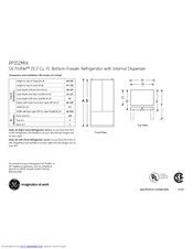 GE Profile PFSS2MIX Dimensions And Installation Information