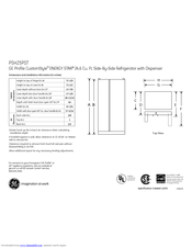 GE Profile CustomStyle PSH25PSTSV Dimension Manual