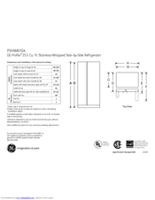 GE PSHW6YGX - Profile 25.5 cu. Ft. Refrigerator Datasheet