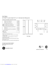 GE PSIC3RGXCV - Profile 23.4 cu. Ft. Refrirator Datasheet