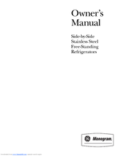 GE Side-by-Side Stainless Steel Free-Standing Refrigerators Owner's Manual