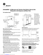 GE Monogram ZISS360DRSS Dimension Manual