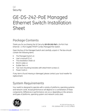 GE GE-DSH-82-POE Installation Sheet
