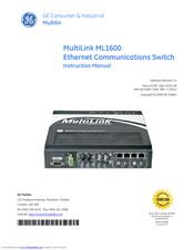 GE MultiLink ML1600 Instruction Manual