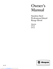 GE Monogram ZV54 Owner's Manual