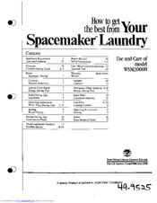 GE Spacemaker WSM2000H Use And Care Manual