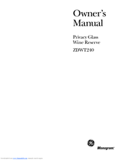 Ge Monogram ZDWT240 Owner's Manual