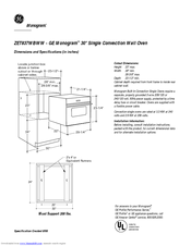 GE GEMONOGRAM ZET837WBWW Dimension Manual
