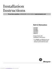 GE Monogram ZBD0700 Installation Instructions Manual