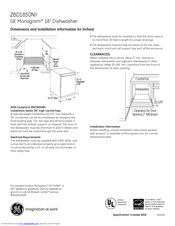 GE Monogram ZBD1850NII Dimensions And Installation Information