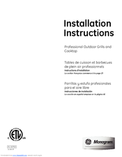 GE Professional Outdoor Grills and Cooktop Installation Instructions Manual