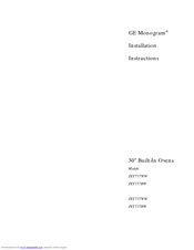 GE Monogram ZET757WW Installation Instructions Manual