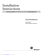 GE Monogram ZISS480D Installation Instructions Manual