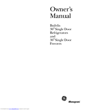 GE Single Door Refrigerator/Freezer Owner's Manual