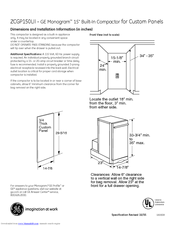 GE MONOGRAM ZCGP150LII Dimension Manual