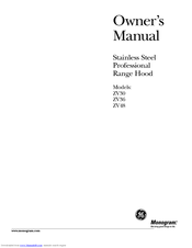 GE Monogram ZV36TSFS Owner's Manual