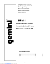 Gemini BPM-1 Operation Manual
