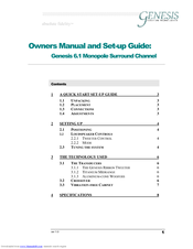 Genesis G6.1 Owners Manual And Set-Up Manual