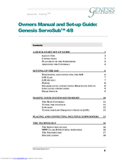 Genesis ServoSub 4/8 Setup And Owners Manual