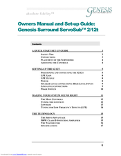 Genesis 12t Owners Manual And Set-Up Manual