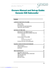 Genesis ServoSub G 928 Owners Manual And Set-Up Manual