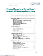 Genesis G201 Owners Manual And Set-Up Manual