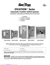 GenTran OVATION ATS1001R Installation And Operating Instructions Manual