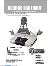 George Foreman Temp to Taste GLP80V Use And Care Book Manual