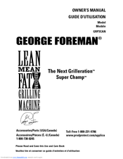George Foreman The Next Grilleration Super Champ GRP3CAN Owner's Manual