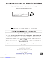 Goodman CVC950714CX Installation Instructions Manual