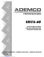 ADEMCO Ademco VISTA-40 Installation Instructions Manual