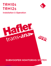 Hafler TRM10S Installation And Operation Manual