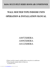 Haier AS072XHERA Operation And Installation Manual