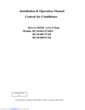 Haier HC48C1VAR Installation & Operation Manual